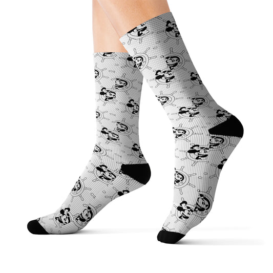 Steamboat Willie At the Helm - Full Patterned Socks