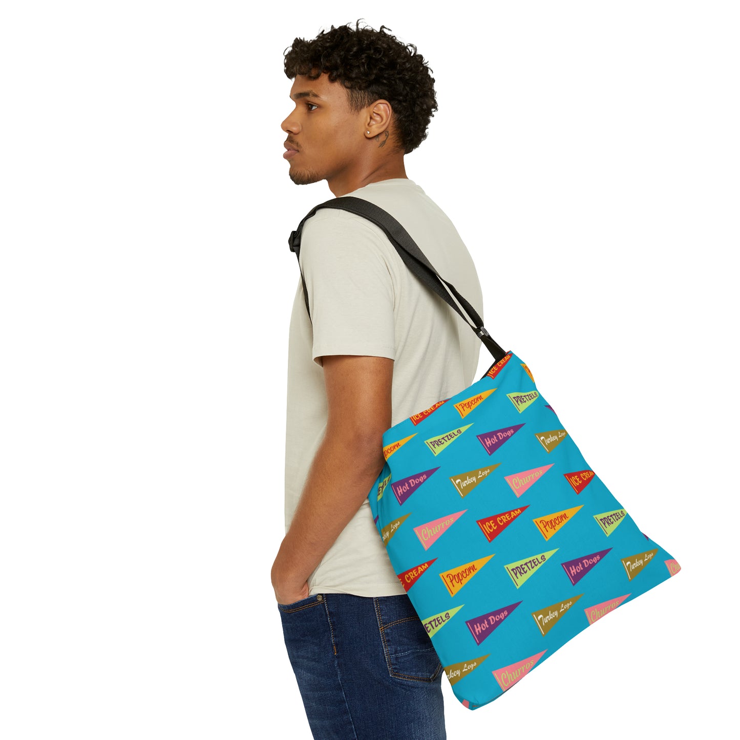 Snack Pennant (Blue Pop) All Day Adjustable Tote (2 Sizes Available)