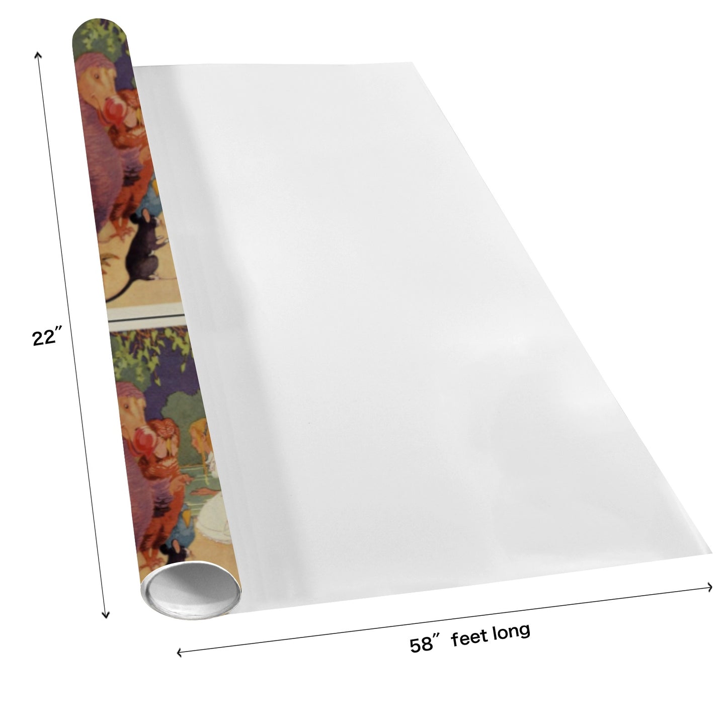 Single Roll Alice in Wonderland Gift Wrapping Paper-Coated Paper 58"x 22" (1 Roll)