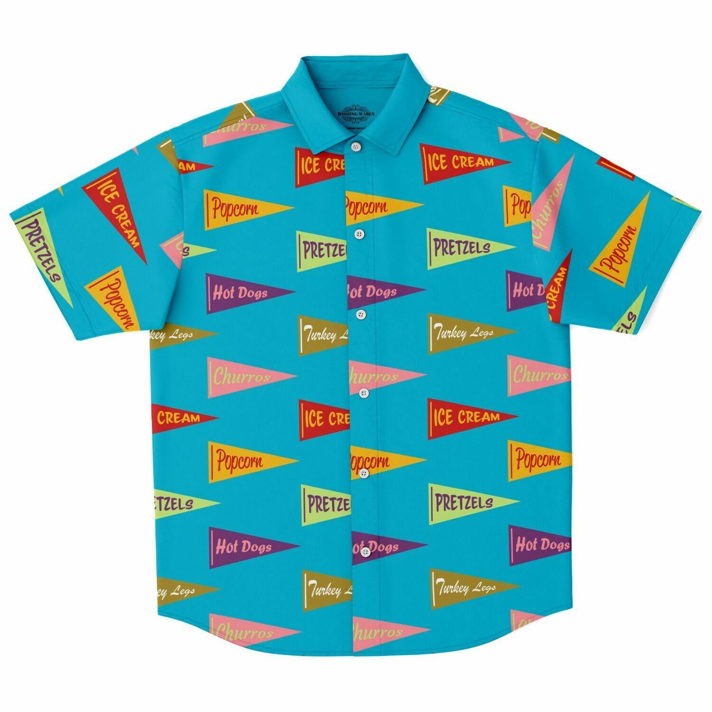 Snack Pennant (Blue Pop) - Men's Short Sleeve Button Down Shirt