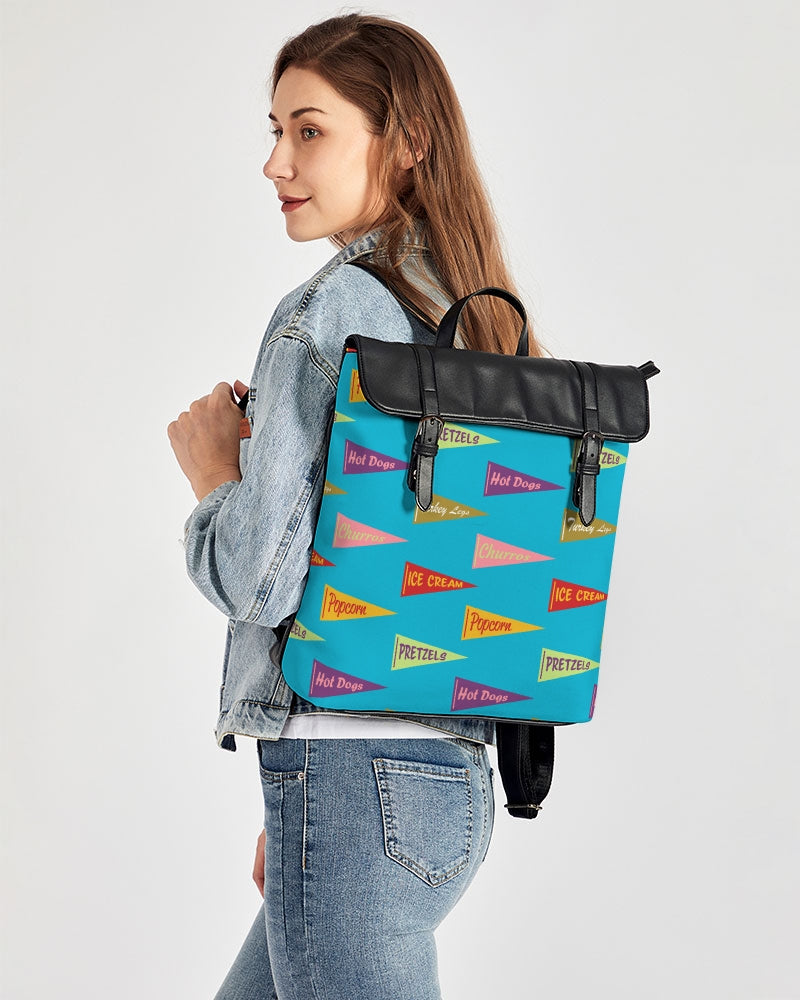 Snack Pennant (Blue Pop) All Day Vegan Leather/Canvas Backpack