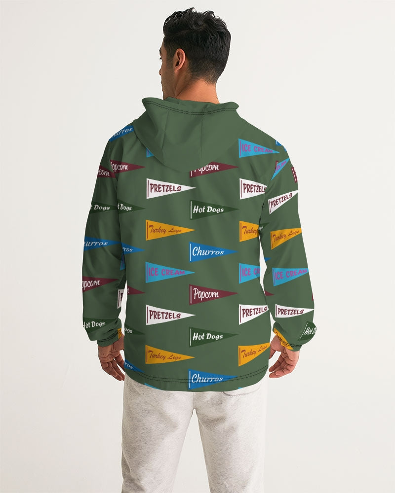 Snack Pennant (Sage Green) Men's Water Resistant Windbreaker