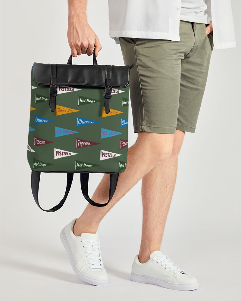 Snack Pennant (Sage Green) All Day Vegan Leather/Canvas Backpack