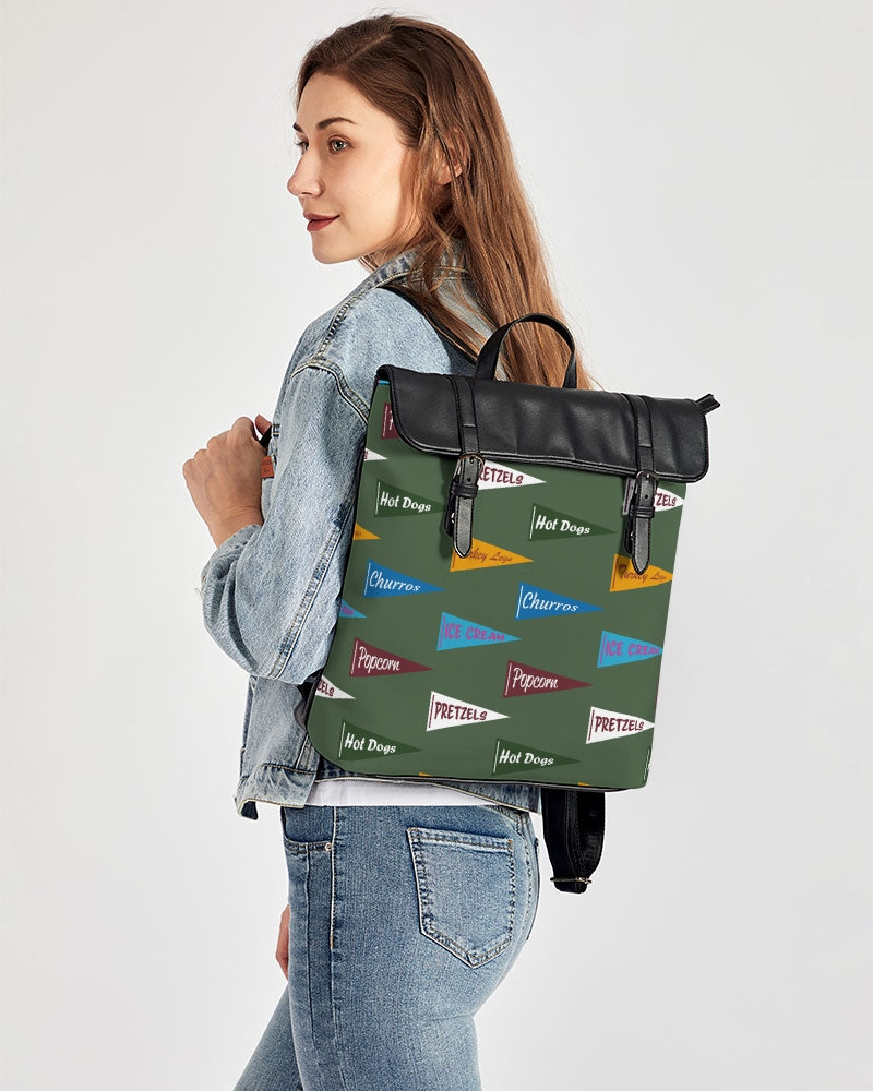 Snack Pennant (Sage Green) All Day Vegan Leather/Canvas Backpack