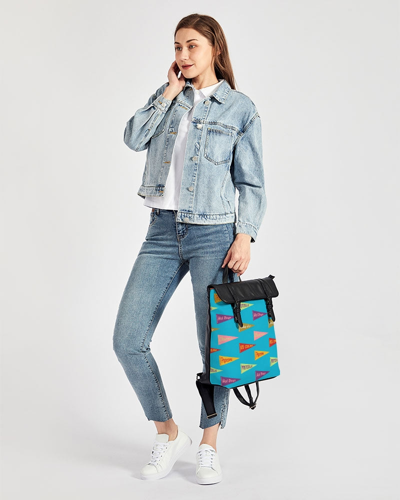 Snack Pennant (Blue Pop) All Day Vegan Leather/Canvas Backpack